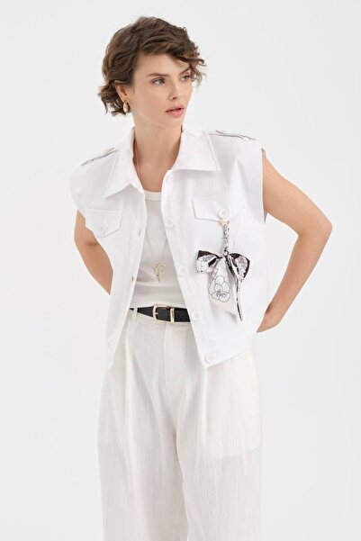 tw3 Women's Detachable Scarf Accessory Detailed Design Vest