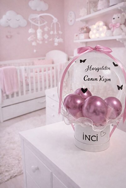 birmutluluk -kişiye özel kız bebek hoşgeldin balonu -balonlu kutu - kız bebek...
