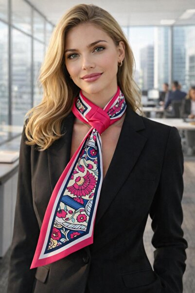 MARBERRY Flr15 Premium Patterned Tie-Back Women's Neck Scarf 60X13 cm