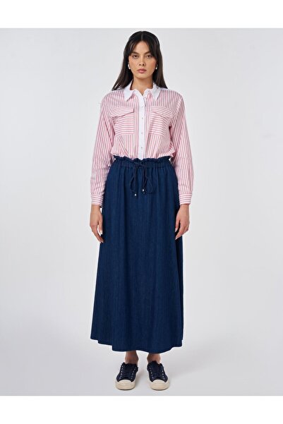 Kayra Bel Lastikli Denim Etek 12005