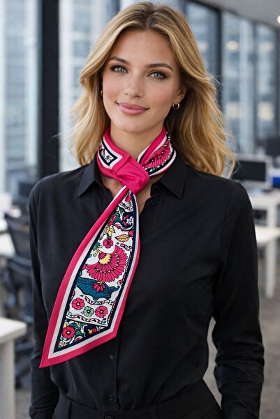 MARBERRY Flr06 Premium Patterned Tie-Back Women's Neck Scarf 60X13 cm