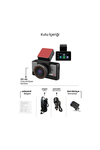 Midcom CC-44 3.0" IPS Ekran 2K QUAD HD Ön Kamera 4.5G Araç Kamerası 64GB Hafıza Kartı 100GB İnternet SİM KART Hediyeli