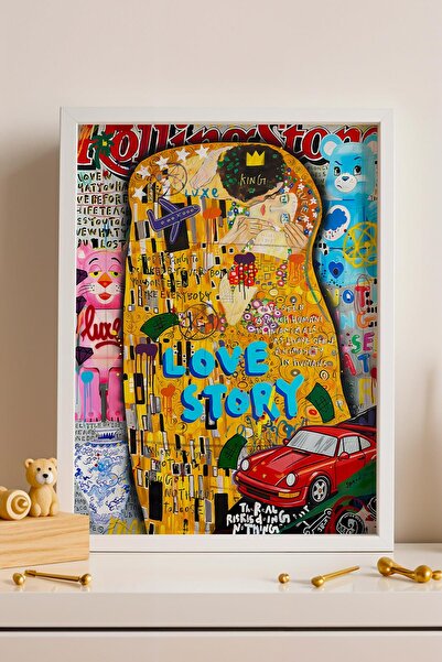 Saturn Gustav Klimt the Kiss Framed Painting Love Story Anniversary or Valent...