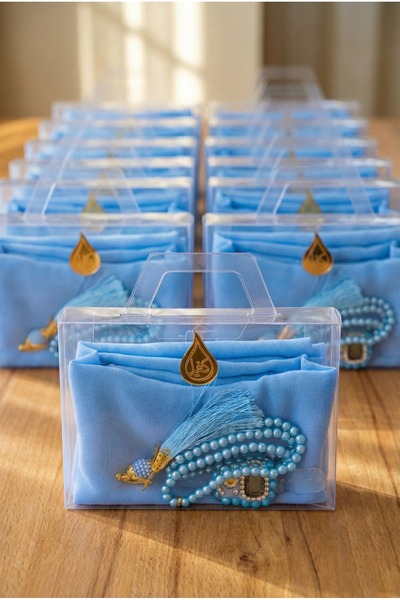 kefilhac Çanta İçinde Flamlı Eşarp İnci Tesbih Taşlı Zikirmatik 10 Adet Mevlü...