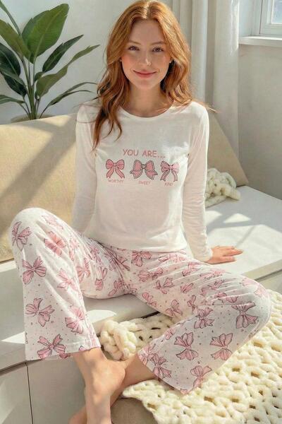 Niket Life Women's You Are Slogan Printed Combed Cotton Pajama Set with Six R...