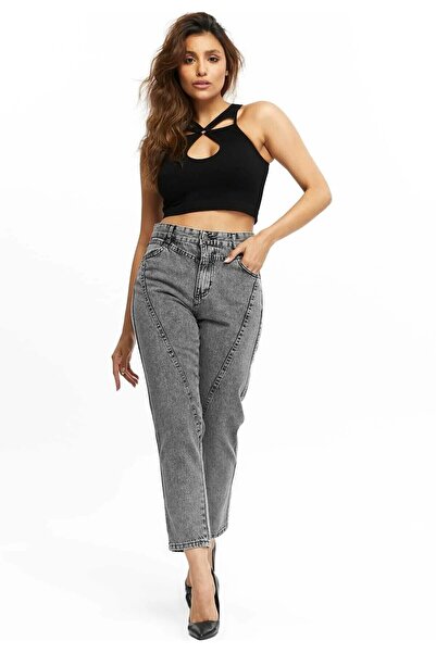 KENE JEANS High Waist Front Pouch Mom Jeans
