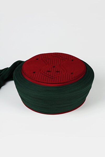 Sarıkhane Namaz Sarığı - Green Fabric - Burgundy Prayer Rug - Plain Wrap - Nâ...