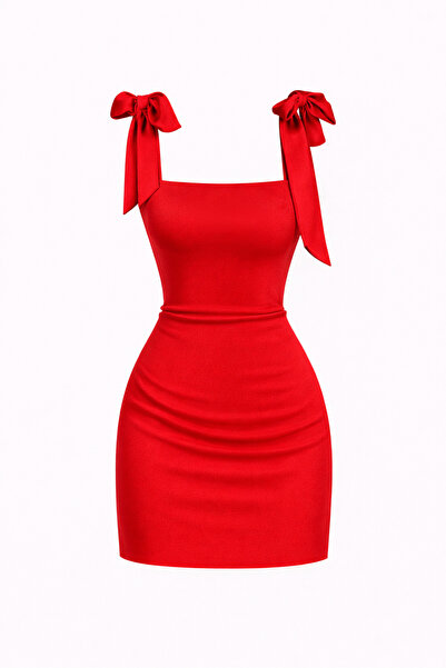 rashera Omuzdan Bağlamalı Sandy Mini Elbise - Vücuda Oturan Form, Esnek Kumaş...