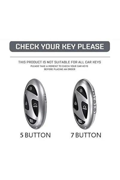 Hyundai Yeni Tucson Ioniq Kona Elantra Anahtar Kılıfı Siyah/gümüş 5 Tuşlu mod