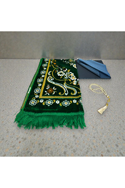 Zey-Al Scarf Set with Bag – Velvet Prayer Rug, Flared Cotton Scarf, and Praye...