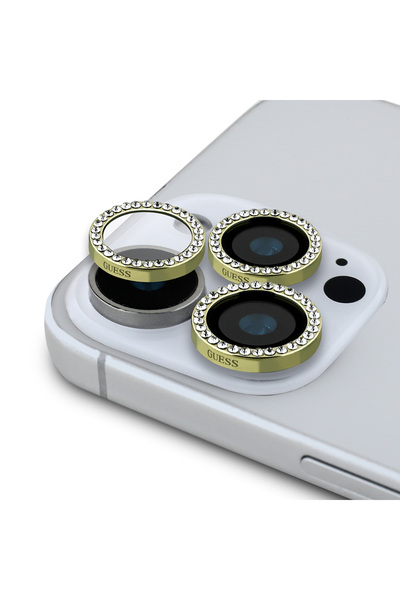 Guess iPhone 15 Pro Max Compatible Original Licensed Rhinestone Lens Protecto...
