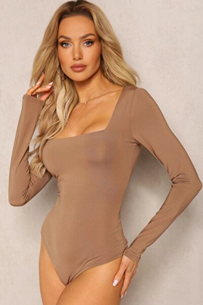 FashionForYou Emotion women's bodysuit, with long sleeves and geometric neckl...