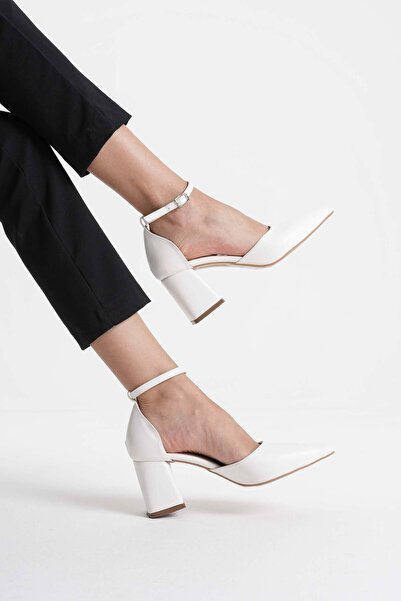 BellaPiede حذاء بكعب نسائي من الجلد الأبيض BP08MS11E