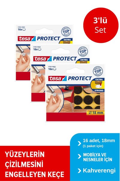 Tesa Zemin Koruyucu Daire Keçe 18mm 16adt Kahve x3 Paket (Toplam 48 Keçe)
