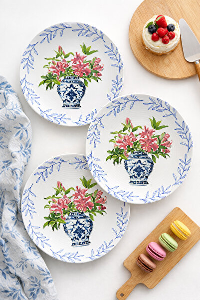 grandora Vase and Flower Patterned (6 Pieces, 20 cm) Modern Cake and Dessert ...