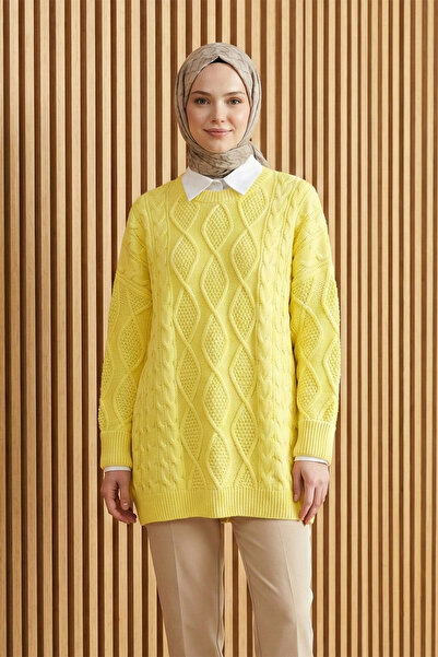 FERHEL Women's Honeycomb Pattern Crew Neck Knitted Patterned Knitwear Sweater...