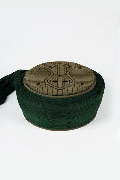 Sarıkhane Namaz Sarığı - Green Fabric - Green Skullcap - Plain Wrap - Nâli Şe...