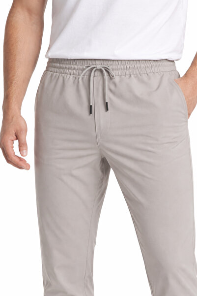 WE&ME Men's Slim Fit Lycra Relaxed Cut Elastic Waist Lace-Up Casual Trousers ...