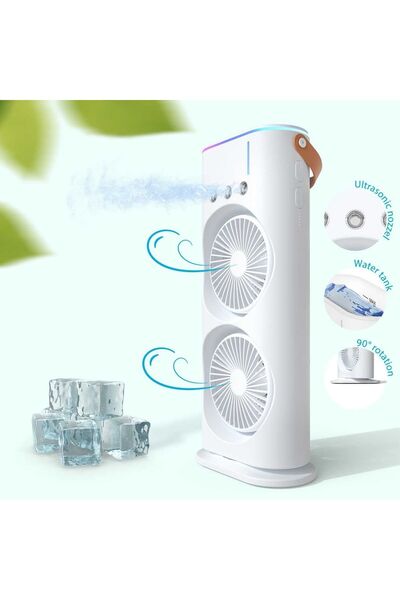 ZanaCasei Ventilator de birou portabil cu umidificator cu aburire și telecoma...