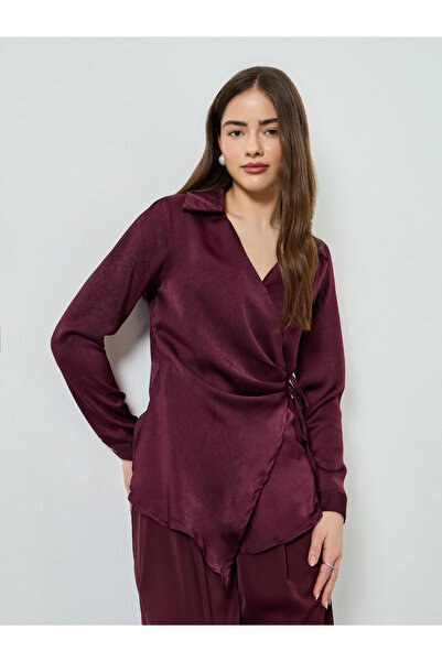 Styli Satin Tie-Up Waist Wrap Longline Top