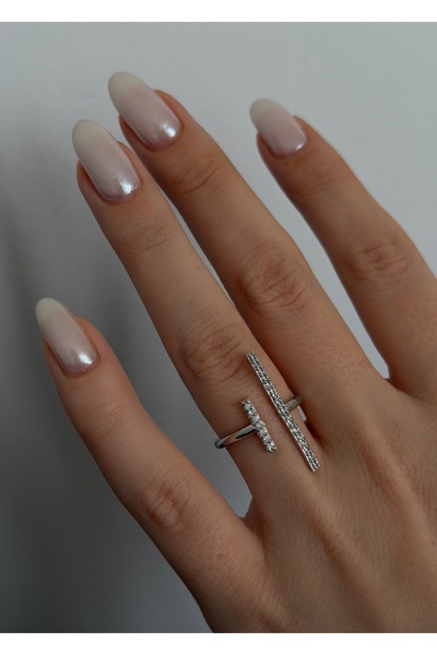 KİLİGİSTANBUL 2-Strip Zircon Stone Ring (Size Adjustable)