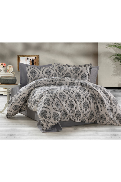 Alena Home Style 100% Cotton Patterned Double Duvet Cover Set (With Elastic S...