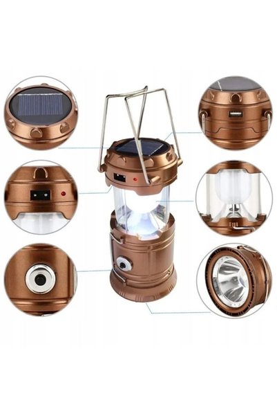 ZanaCasei Lanternă de camping LED 3 în 1 cu lanternă și baterie externă, solară și încărcare la 230V