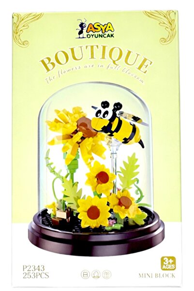 YILDIRIM OYUNCAK Fanuslu Çiçek Bricks Lego Mini Hobi Çiçekler Dekoratif Fanus...
