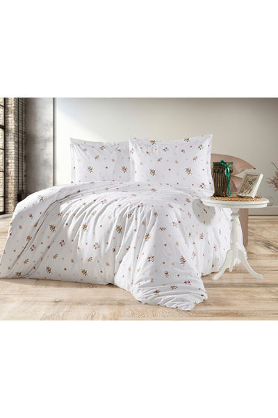Alena Home Style 100% Cotton Patterned Double Duvet Cover Set (With Elastic S...