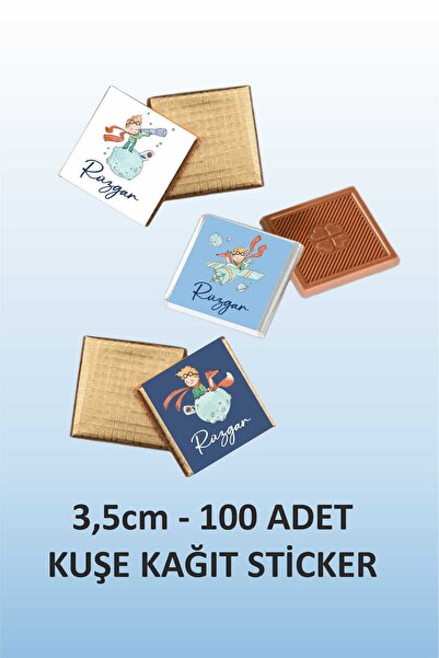 fırsatlar diyarı Küçük Prens Temalı Kare Çikolata Etiketi - Parlak Kuşe Kesim...