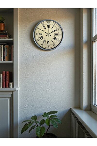 Lunaev ساعة حائط مزخرفة باللون الرمادي مقاس 36 سم