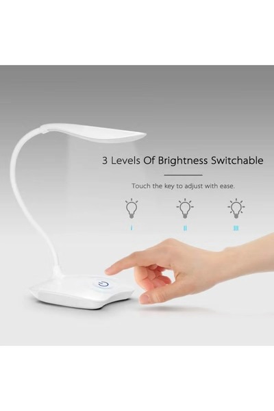 Primo Plus LED USB Rechargeable Eye-Protection Metal Material Desk Lamp white lighting 12x10x40 cm Multicolour