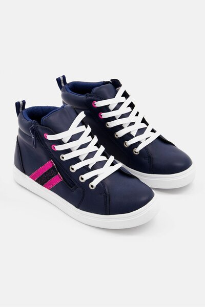 Tchibo حذاء رياضي دانتيل للأطفال البنات، متوسط ​​الارتفاع، أزرق داكن
