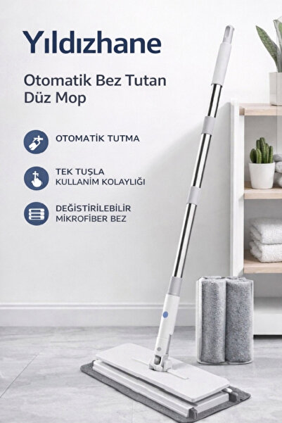 Yıldızhane Tüm Bezlerle Uyumlu Otomatik Akıllı Mop XXL 32 cm Kıskaçlı Mop 2 A...