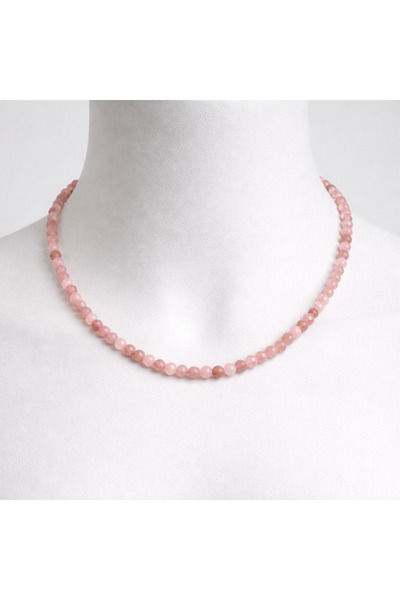 Tasarım Pink Quartz Natural Stone Pendant – Handmade Minimal Necklace with 31...