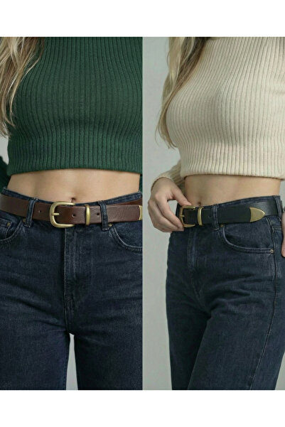 derikem 100% Genuine Leather Women's Belt – Metal Bridge & Metal End Detail, ...