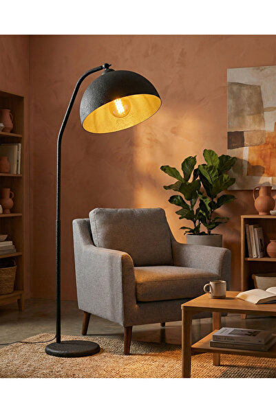 avizade AMBER Endüstriyel Tasarım Siyah Metal Lambader - Dekoratif Yalın Şık ...