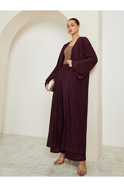 Styli Women Regular Fit Plisse Maxi Kimono