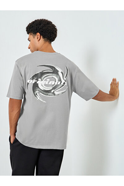 Styli Men Grey Graphic Print Oversized T-Shirt