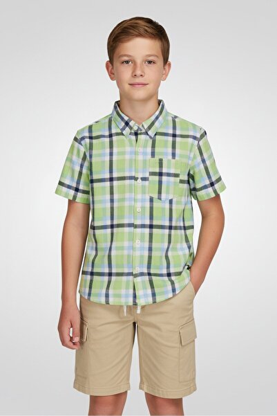 Freestyle Kids Boy 2 Piece Plaid Shirt And Cargo Shorts Set, Multicolor