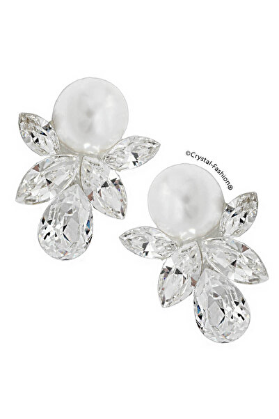 Crystal-Fashion® Silver Pearl and Crystal Earrings