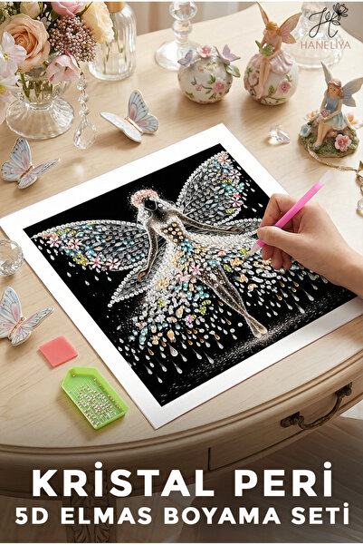 Haneliya Kristal Peri - 5D Diamond Elmas Boyama Seti Sayılarla Boncuk Dizme M...