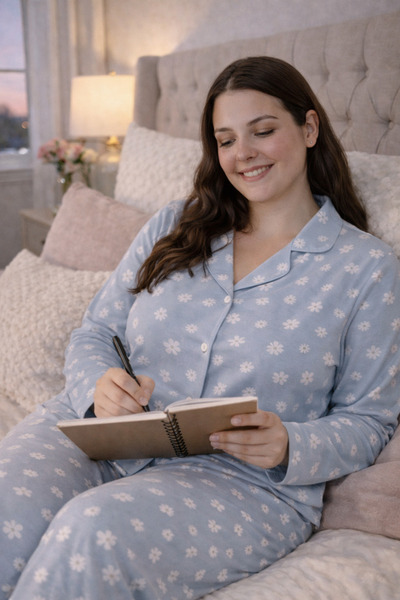 nisaNCa Plus Size Long Sleeve Women's Pajama Set – Soft Textured Stretch Fabr...