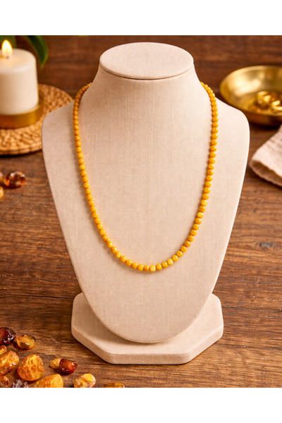 SUFİ TESBİH & ESANS VE HEDİYELİK قلادة من حجر العنبر - تصميم أنيق مع خرز دائر...