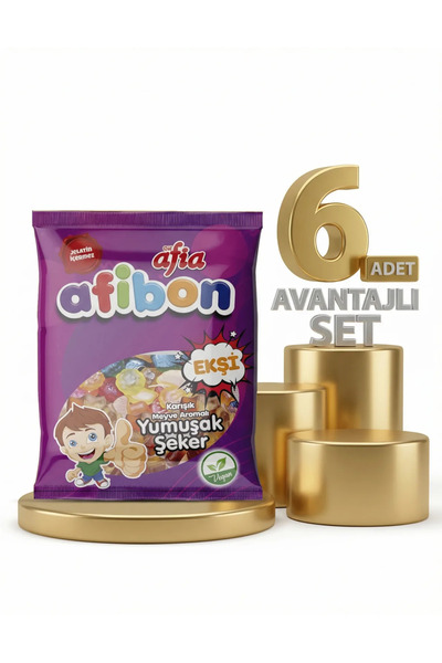 Afia Afibon Ekşi Karışık Meyveli Yumuşak Şeker 6x80 Gr