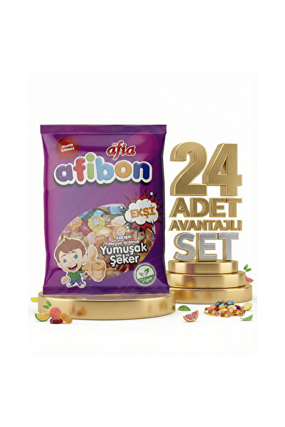 Afia Afibon Ekşi Karışık Meyveli Yumuşak Şeker 24x80 Gr