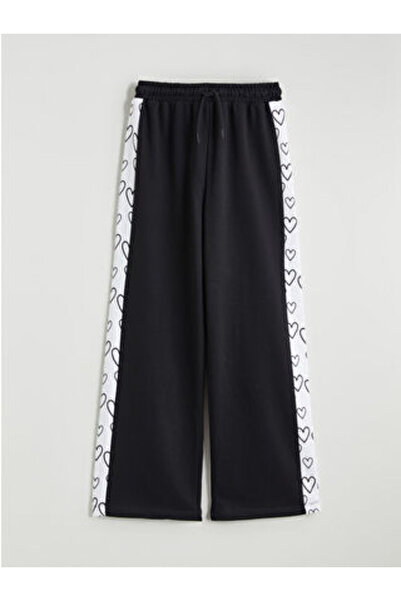 LC Waikiki Black Printed Girls' Sweatpants