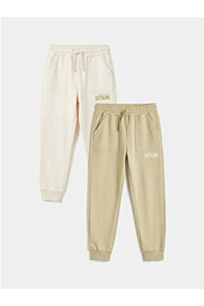 LC Waikiki Khaki Elastic Waist Boys' Jogger Sweatpants, Pack of 2