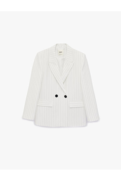 Koton Buttoned Pocket Detailed Double-Breasted Collar Blazer Jacket