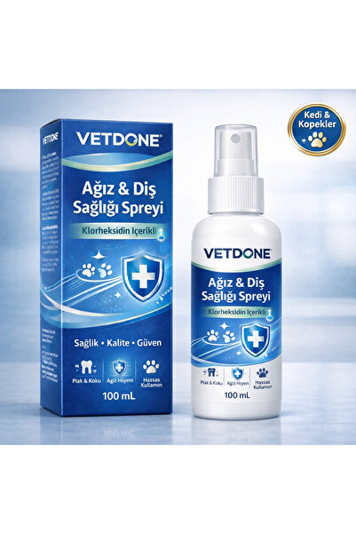VETDONE Ağız ve Diş Sağlığı Spreyi 100 ml – Klorheksidin İçerikli Kedi & Köpe...
